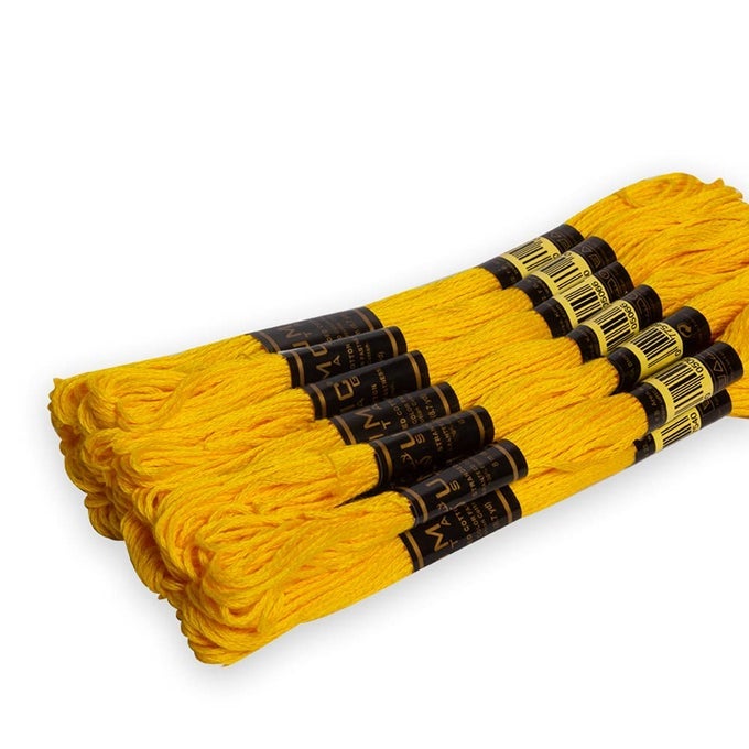 PACK OF 12 PREMIUM EMBROIDERY THREAD 100 EGYPTIAN COTTON PREMIUM SKEINS CROSS STITCH EMBROIDERY FLOSS OEKO TEX CERTIFIED STRANDED COTTON CANARY YELLOW 298