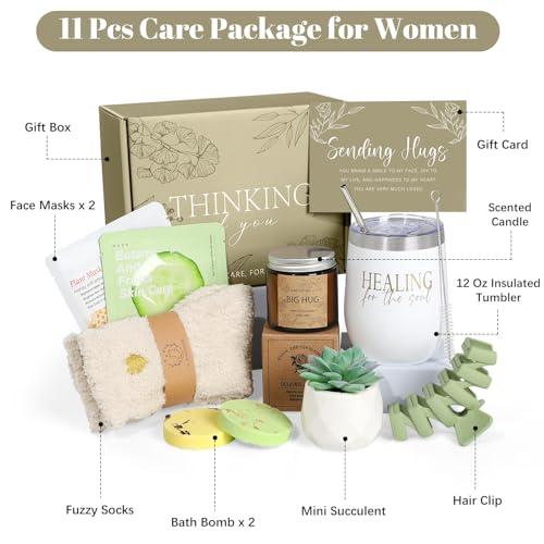 GiftPeak Thinking of You Care Package for Women - Get Well Soon GBasket for Sick Friend After Surgery Gifts Feel Better Gifts for Women, Sympathy Gift Baskets Sending Hugs, Self-Care Spa Gifts - Image 2