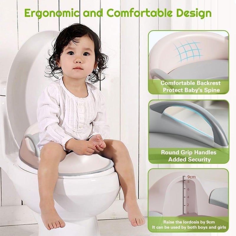 0TO1 TECH Potty Training Seat with Detachable Soft Cushion & Splash Guard - Fits Round and Oval Toilets (Pink) - Image 2