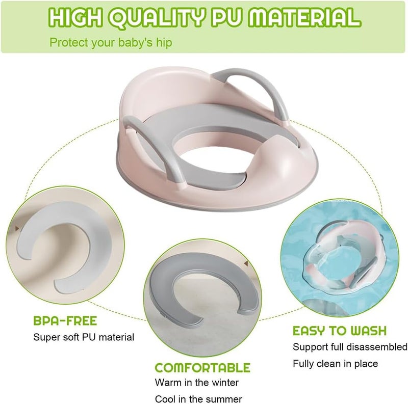 0TO1 TECH Potty Training Seat with Detachable Soft Cushion & Splash Guard - Fits Round and Oval Toilets (Pink) - Image 4