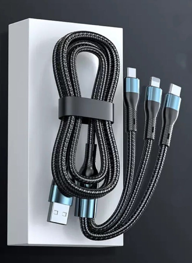 3-in-1 USB Fast Charging Cable - 120W Power Super Fast Charger Cords Universal Phone Charger, Multiple Charger Wire for Cellphone, Tablets and More - Image 1