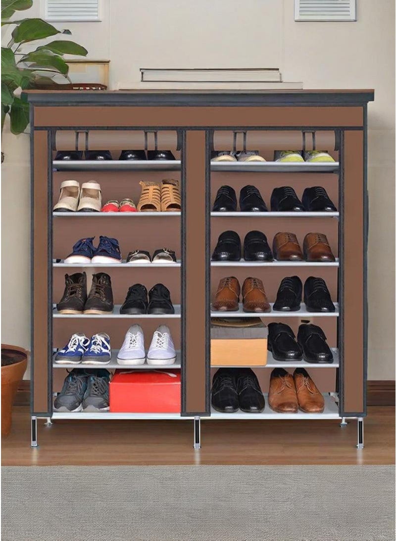 المفرج خزانة أحذية مزدوجة 6 طبقات مجمعة بسعة كبيرة مقاومة للغبار وجيدة التهوية مناسبة للمنزل والشقق والمبيت 120 × 118 × 30 سم - Image 3