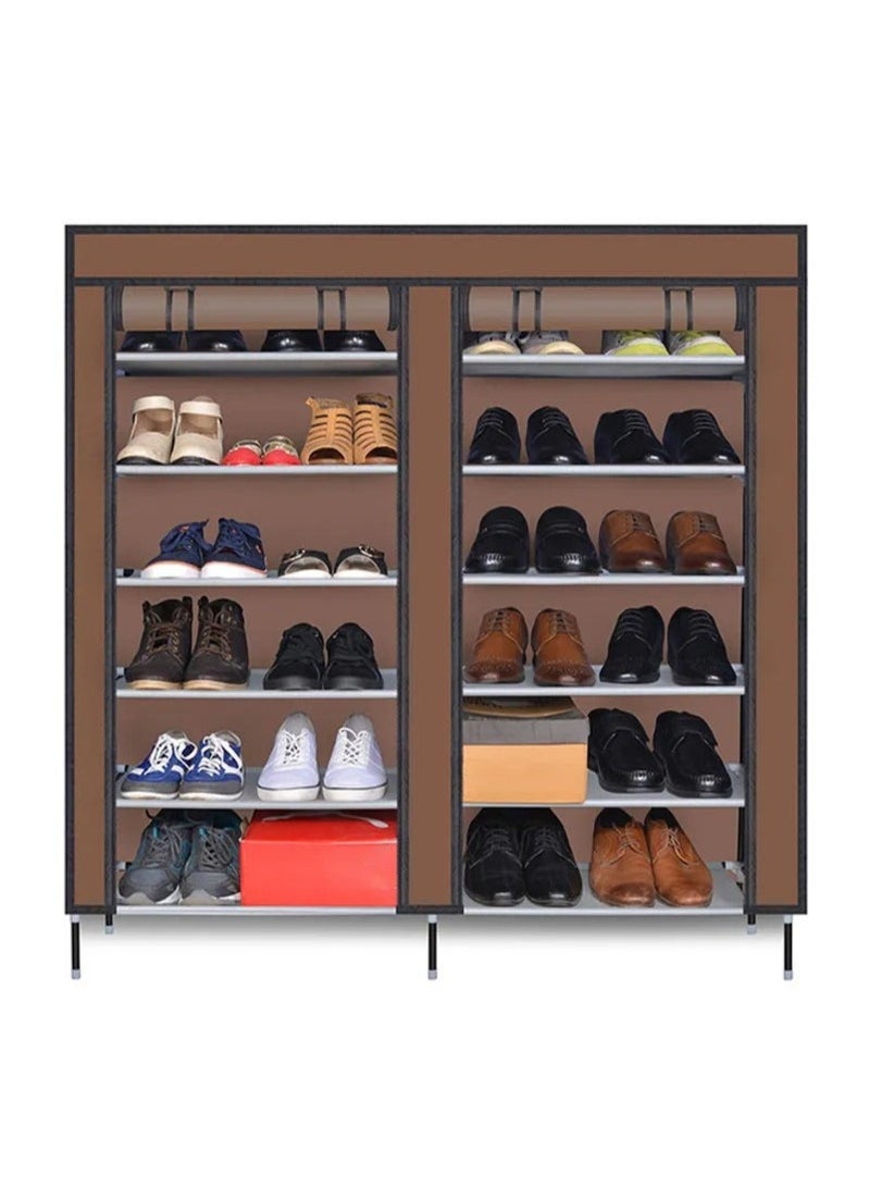 المفرج خزانة أحذية مزدوجة 6 طبقات مجمعة بسعة كبيرة مقاومة للغبار وجيدة التهوية مناسبة للمنزل والشقق والمبيت 120 × 118 × 30 سم - Image 4