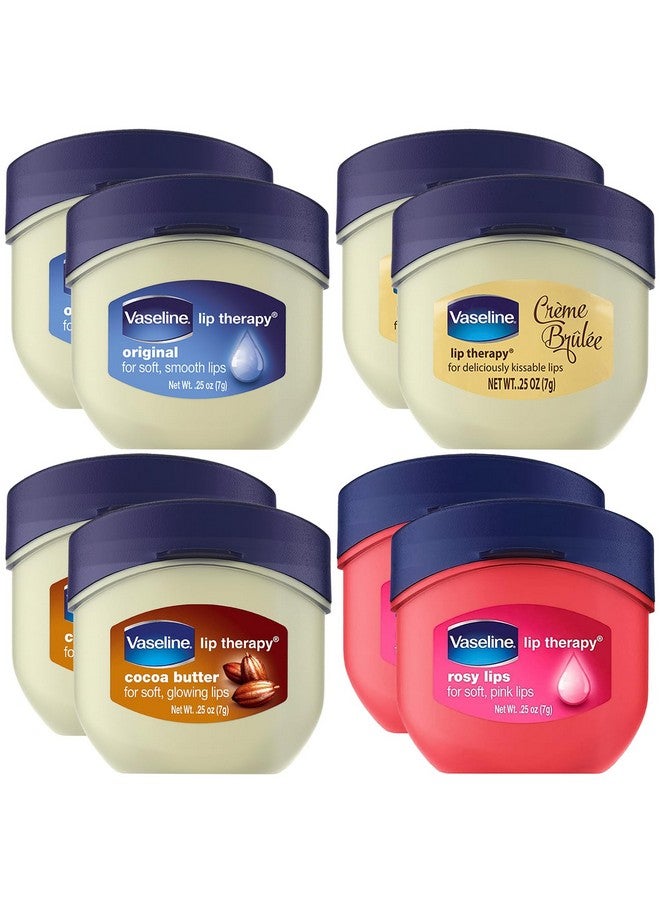 فازلين ليب ثيرابي، عبوة متنوعة من 8 قطع - مرطب شفاه صغير بزبدة الكاكاو، كريم بروليه، شفاه وردية، لشفاه ناعمة ومشرقة ولذيذة، 0.25 أونصة لكل عبوة - Image 1