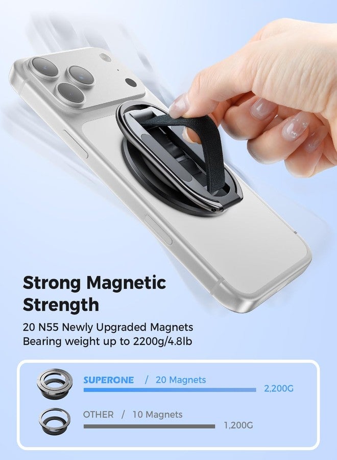 SUPERONE [2025 Upgraded] SUPERONE MagSafe Phone Grip for MagSafe with Finger Strap, Removable Gym Magnetic Phone Grip with Two-Sided Magnets, Mag Safe Grip Kickstand Loop for iPhone 17/16/15/14/13/12 Series - Image 4