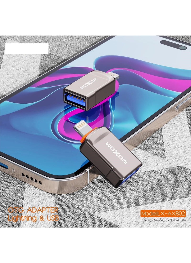 MOXOM OTG Adapter for iPhone Lightning & USB LX-AX802  - Image 3