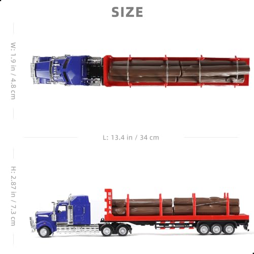 Risopen Logging Truck and Trailer Toy 150 for Kenworth W900 Large Diecast Metal Semi Truck Tractor Transport Series Lumber for Boys - Image 5
