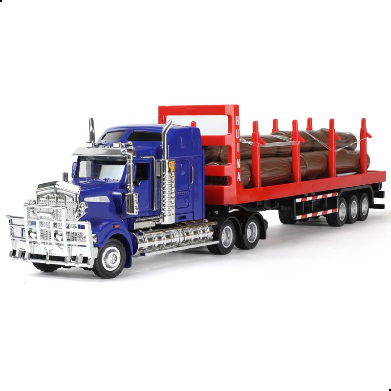 Risopen Logging Truck and Trailer Toy 150 for Kenworth W900 Large Diecast Metal Semi Truck Tractor Transport Series Lumber for Boys - Image 3