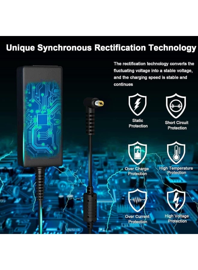 Terabyte شاحن لابتوب أيسر 65 واط/19 فولت/3.42 أمبير محول طاقة بديل مع كابل طاقة متوافق مع أيسر أسباير أيسر ES1-511 E1 E3 E3-111 E5 والمزيد - (5.5x1.7 مم) - Image 4