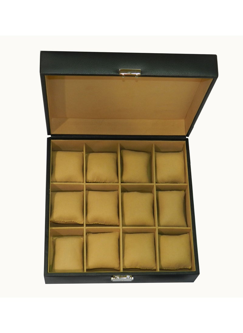 LAVERI LEATHER - Laveri Watch Box  for Men Women (12 Slots), Premium PU Leather Watch Display Case Box Organizer with Removable Pillow - Image 1