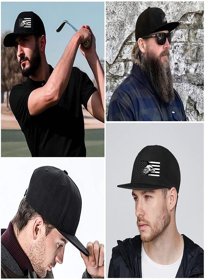 FACITE American Flag Hat Mens Flat Bill Hats Adjustable Snapback Hats for Men Black Fitted Hat Baseball Caps for Men Hip Hop Cool Trucker Cap Women Flat Brim Snap Back Skateboard Accessories Dad Gifts - Image 3