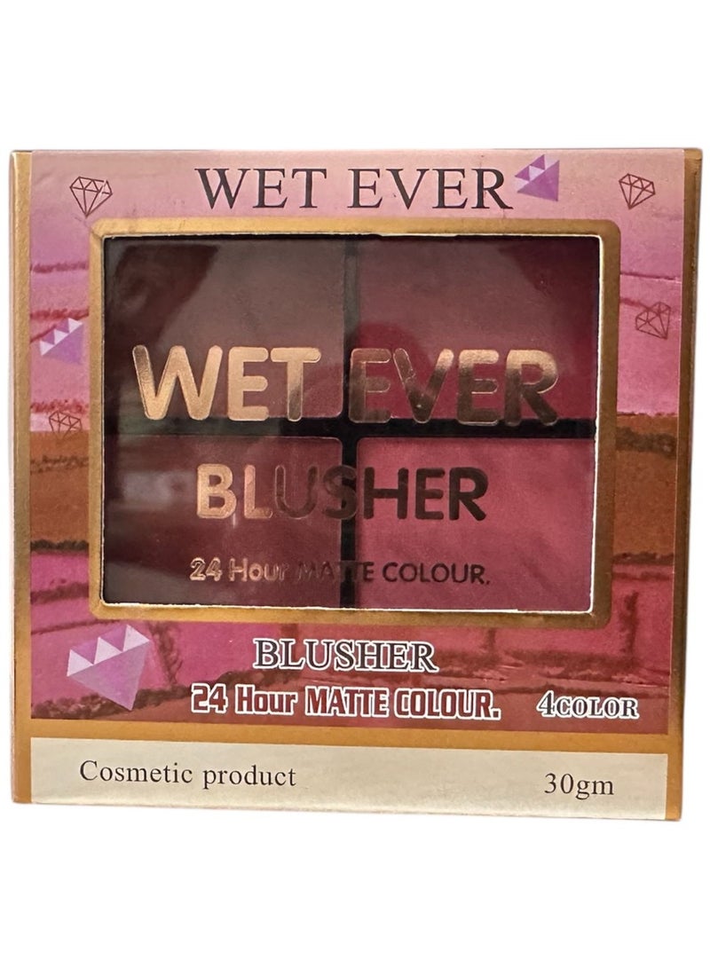 Wet Ever أحمر خدود بلون غير لامع يدوم 24 ساعة - 4 ألوان