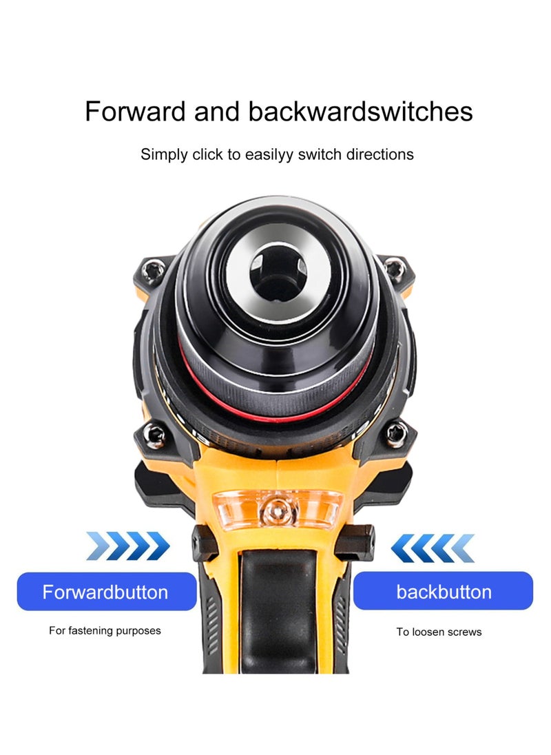 ELIKLIV ELIKLIV 48V Cordless Drill Set with 3/8" Keyless Chuck, 45Nm Max Torque, 25+1 Clutch Cordless Drill, Basic Toolbox for Home Repairs with 2 Batteries  - Image 3