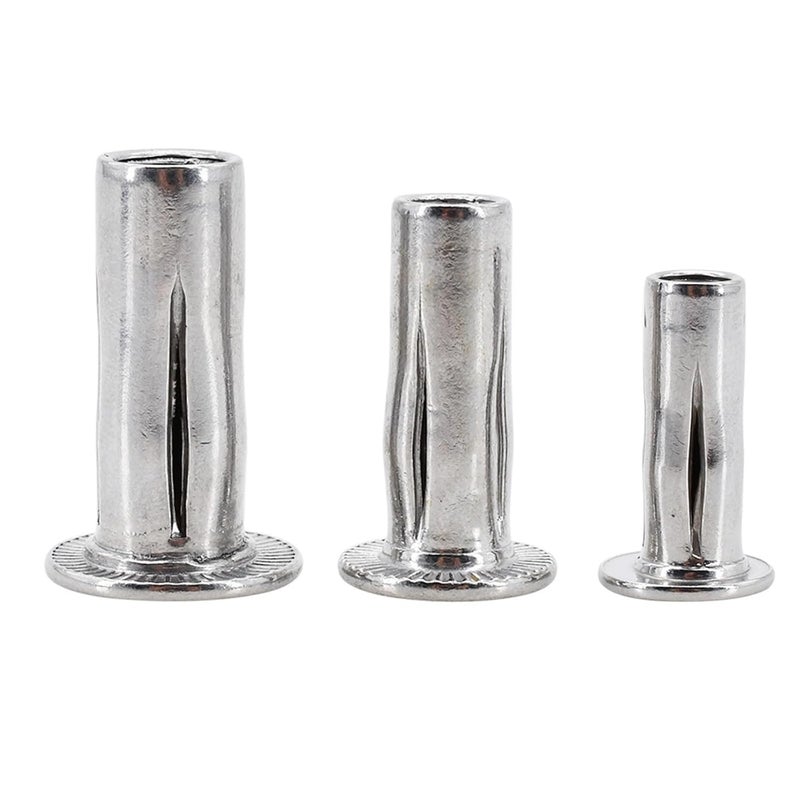 Multi-Grip Rivet-Nuts 25pcs M4 M5 M6 M8 Expansion Rivet Nut Stainless Steel Slotted Insert Flat Head Zinc Plated Iron for Accessory(304 Stainless Steel,M8) - Image 1