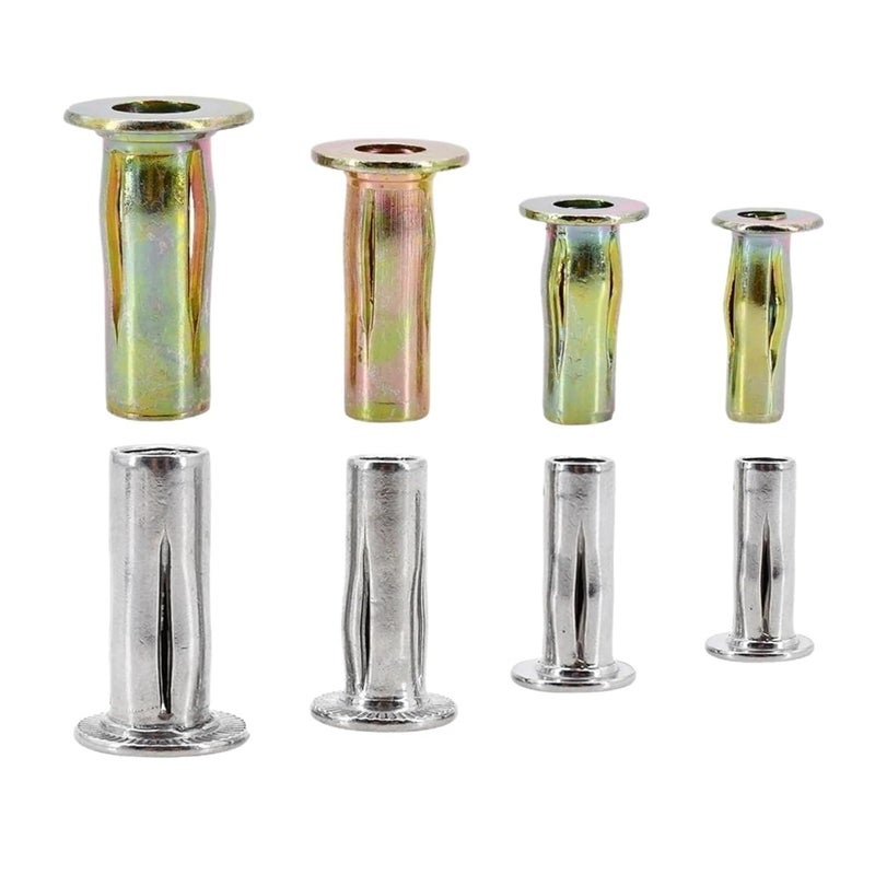 Multi-Grip Rivet-Nuts 25pcs M4 M5 M6 M8 Expansion Rivet Nut Stainless Steel Slotted Insert Flat Head Zinc Plated Iron for Accessory(304 Stainless Steel,M8) - Image 2