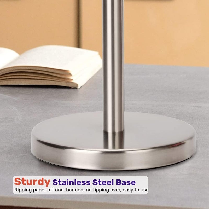 Stainless Steel Brushed Silver Toilet Paper Stand with Weighted Base & 4-Spare Capacity - Image 5