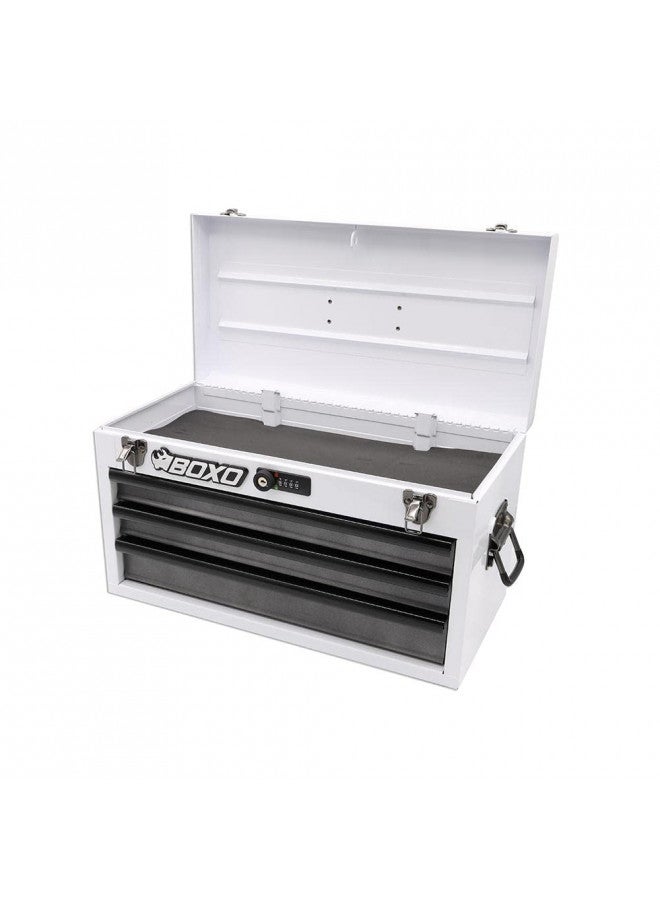 Boxo Boxo USA Hand Carry Tool Box 3-Drawer Heavy Duty Steel Toolbox with Lock System (White)  - Image 2
