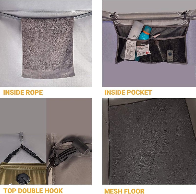 KingCamp خيمة استحمام كينغ كامب، خيمة خصوصية محمولة للتخييم في الهواء الطلق 1/2 غرفة مرحاض مع حقيبة استحمام وغرفة ملابس للشاطئ والتخييم والمشي في الجبال - Image 2