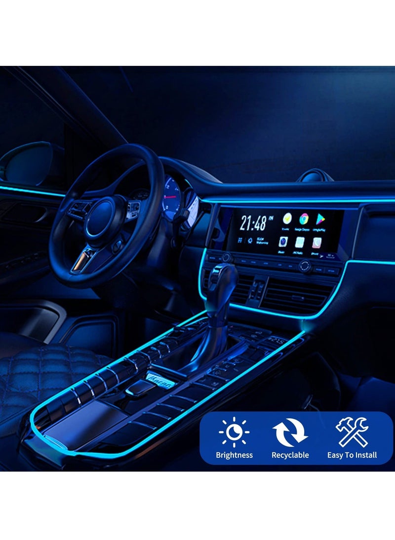 MUNTAQI EL Wire Car LED Interior Strip Light, USB Neon Wire Lights Glowing Electroluminescent Wire Ambient Lighting Kit for Car Decorations Interior (5M/16.5FT) - Image 3