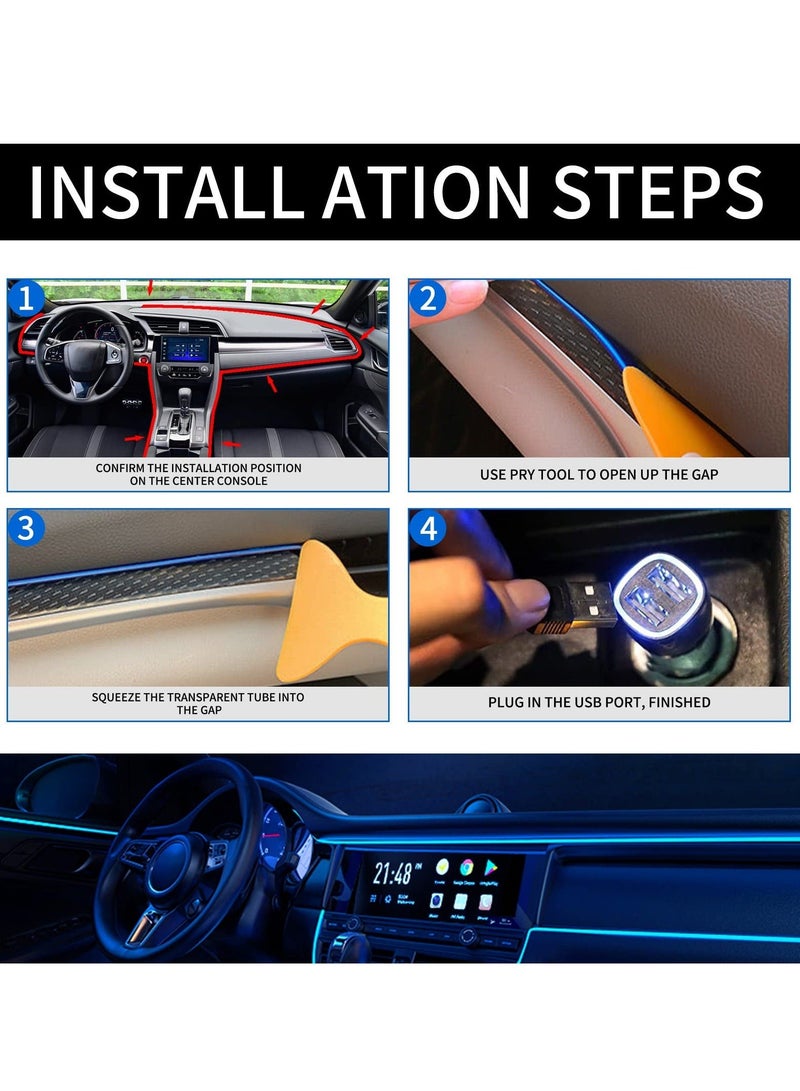 MUNTAQI EL Wire Car LED Interior Strip Light, USB Neon Wire Lights Glowing Electroluminescent Wire Ambient Lighting Kit for Car Decorations Interior (5M/16.5FT) - Image 4