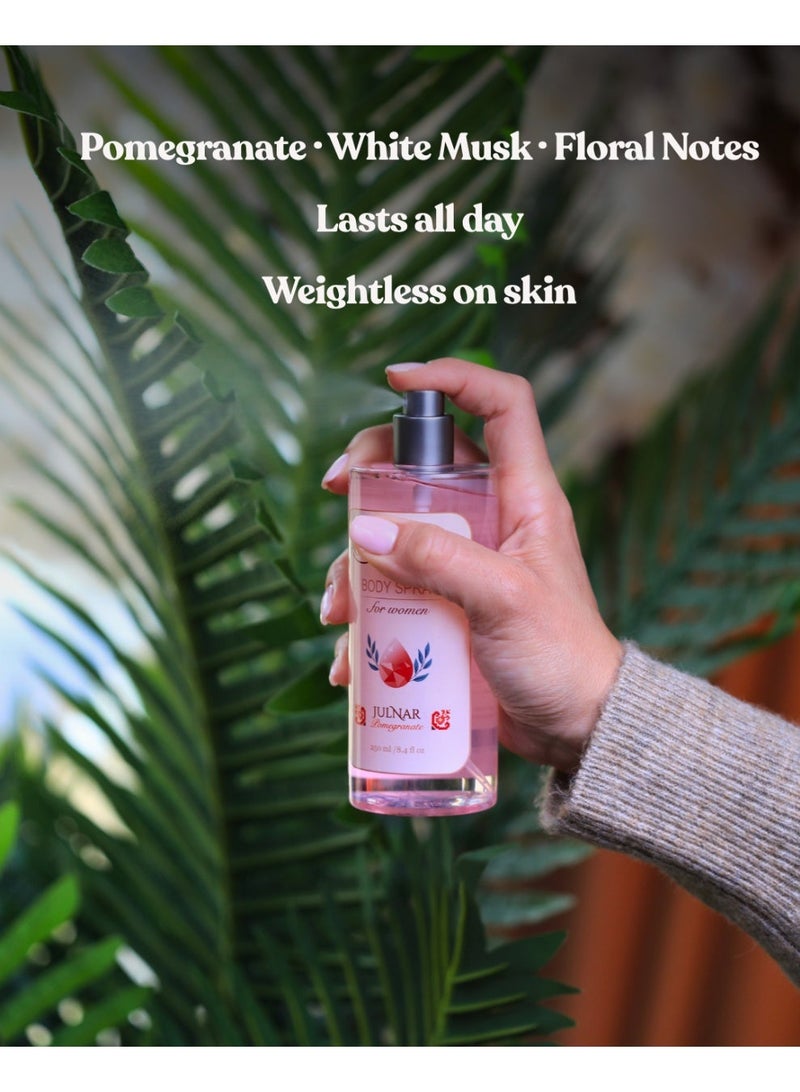 Roots & Glow Body Mist for Women – 250ml Pomegranate Body Spray – Floral Notes, Soft Musk – Long Lasting Fragrance, Quick Dry No Residue – Daily Use – Roots & Glow - Image 3