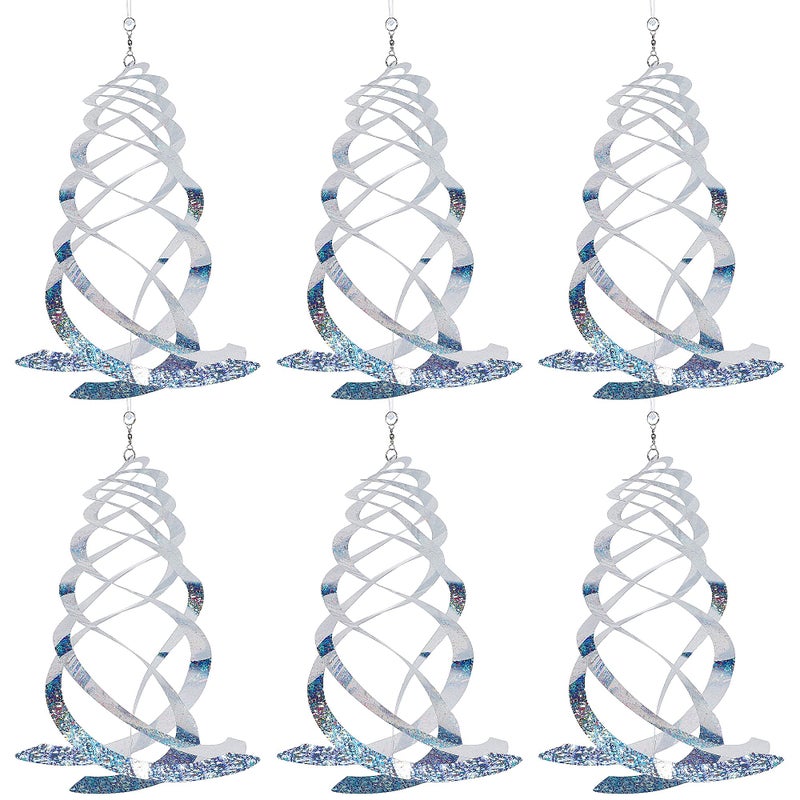 Hausse 6 Pack Bird Repellent Spiral Reflectors Silver Mylar Spinner, Hanging Reflective Bird Deterrent Device, Garden Decorative Scare Birds Away, Like Woodpeckers, Pigeons and Geese - Image 1