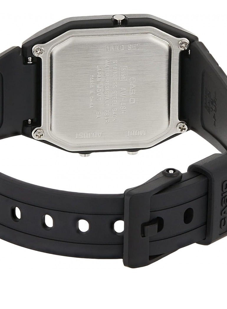 كاسيو ساعة كاسيو AW-48HE-7AVDF للرجال، كاجوال، مينا فضي، سوار أسود - Image 5