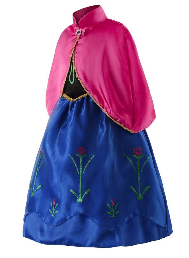 JerrisApparel Snow Party Dress Queen Costume Princess Cosplay Dress Up (4-5, Anna with Accessories 2) - Image 4
