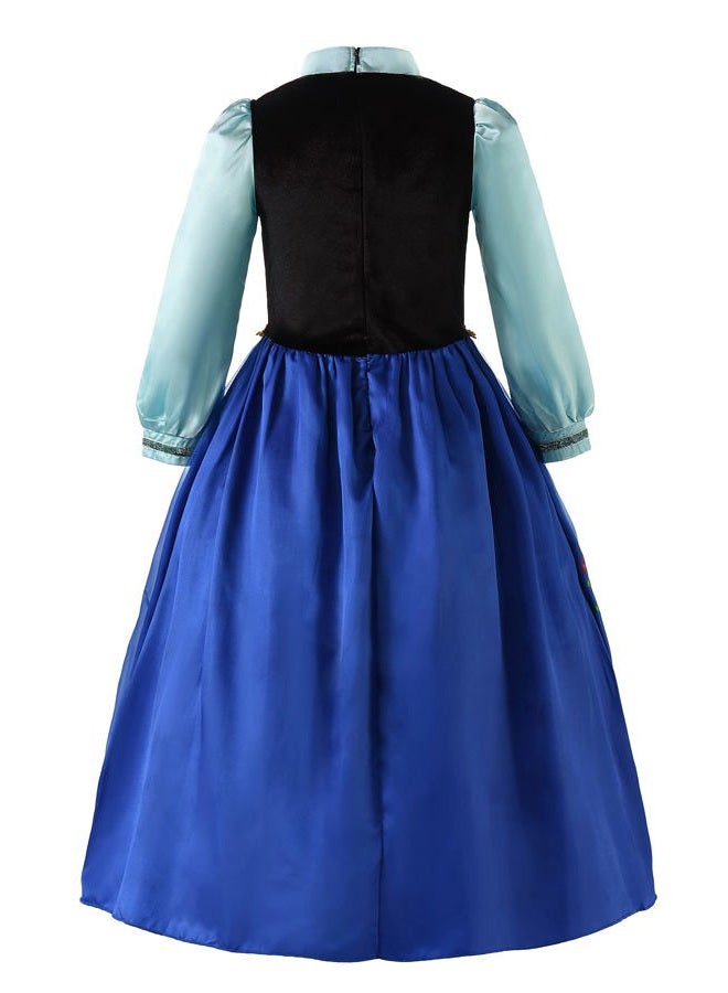 JerrisApparel Snow Party Dress Queen Costume Princess Cosplay Dress Up (4-5, Anna with Accessories 2) - Image 3