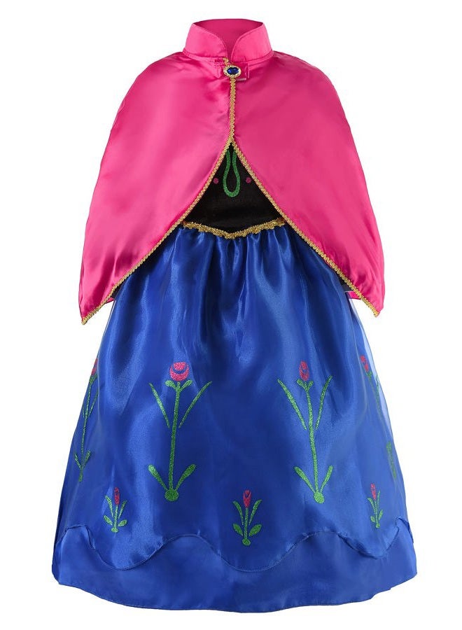 JerrisApparel Snow Party Dress Queen Costume Princess Cosplay Dress Up (4-5, Anna with Accessories 2) - Image 2