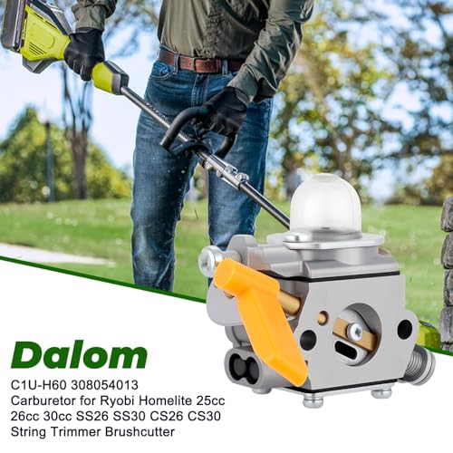 Dalom C1U-H60 Carburetor for Ryobi Homelite 25cc 26cc 30cc SS26 SS30 CS26 CS30 String Trimmer Brushcutter 985624001 308054003 308054077 985308001 3074504 - Image 2