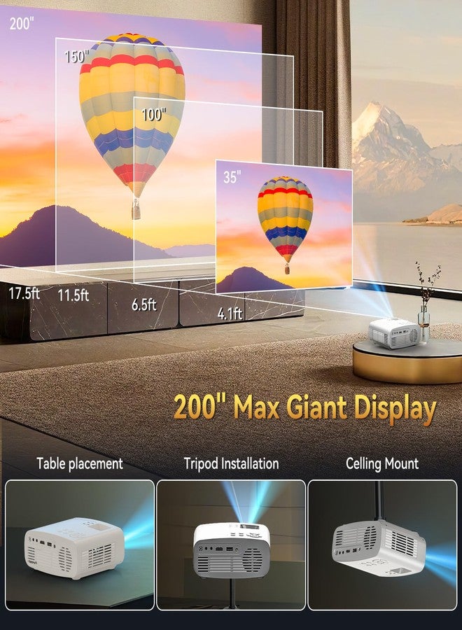 pericat Projector with WiFi and Bluetooth, Pericat 4K Supported Native 1080P Projector, Portable Movie Outdoor Projector for Home Theater, Mini Projector Compatible with PC, HDMI, USB, TV Stick, PS5 - Image 5