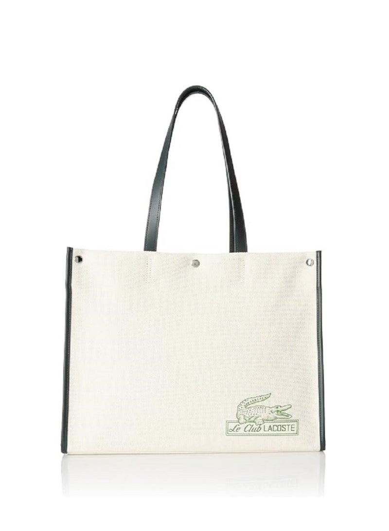 LACOSTE Lacoste Heritage Canvas Large Shopping Bag, Farine/Sinople  - Image 1