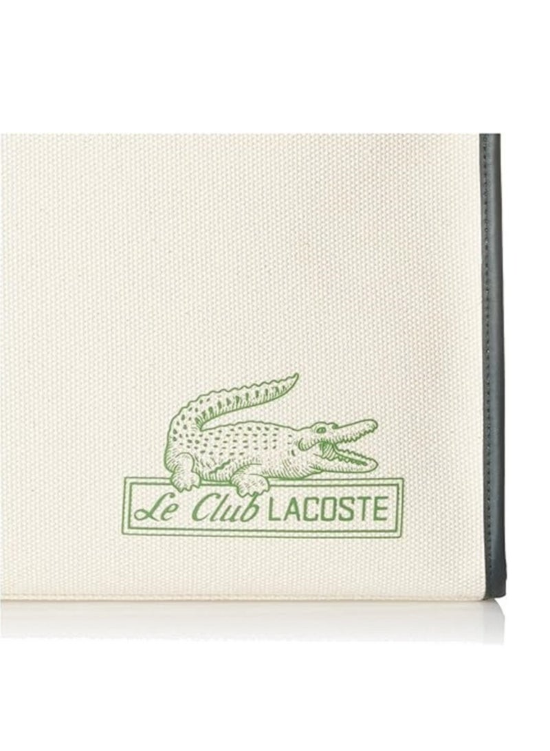 LACOSTE Lacoste Heritage Canvas Large Shopping Bag, Farine/Sinople  - Image 4