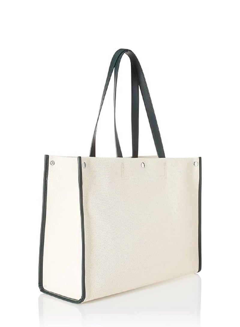 LACOSTE Lacoste Heritage Canvas Large Shopping Bag, Farine/Sinople  - Image 2