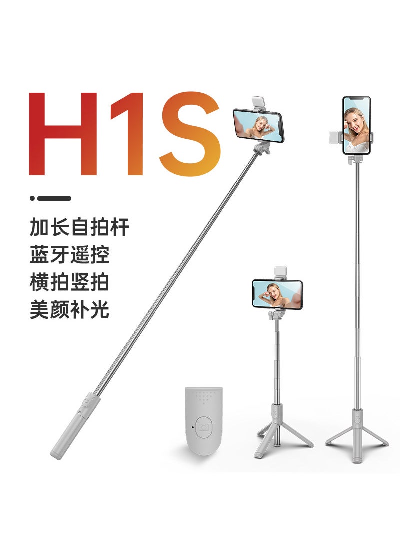 Extendable Bluetooth Selfie Stick with Fill Light H6-1.65m selfie stick Black - Image 4