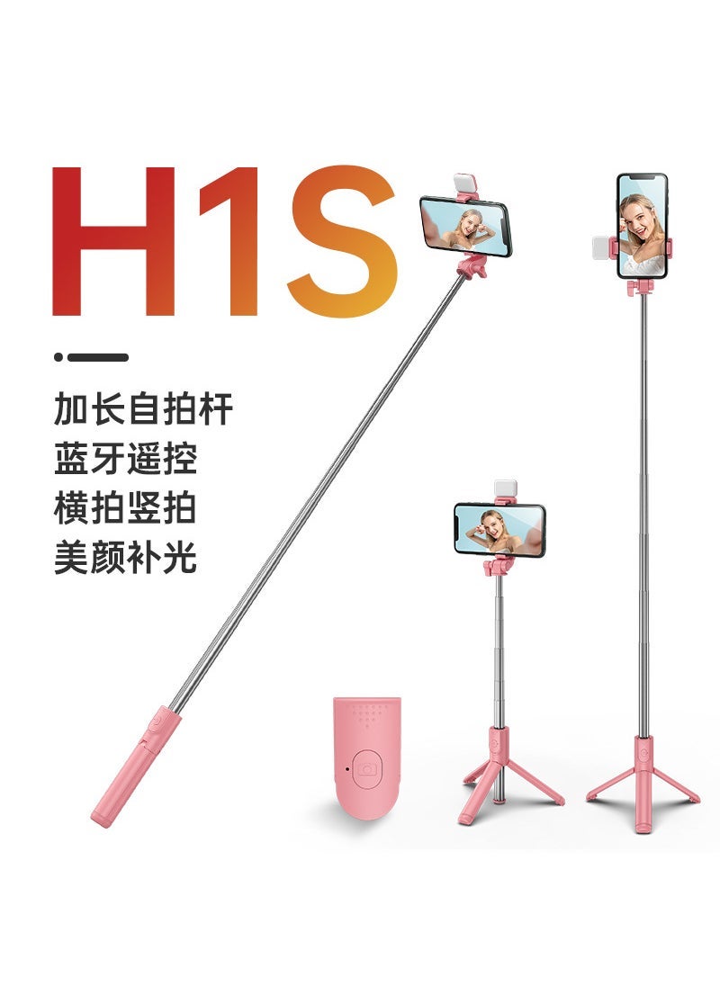 Extendable Bluetooth Selfie Stick with Fill Light H6-1.65m selfie stick Black - Image 3