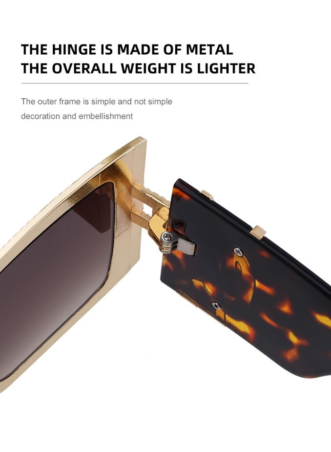 Oversized Metal Square Sunglasses for Women, UV400 Anti-Glare, Hammered Frame Design, Fashion Eyewear for Beach, Party & Daily Wear - Image 4