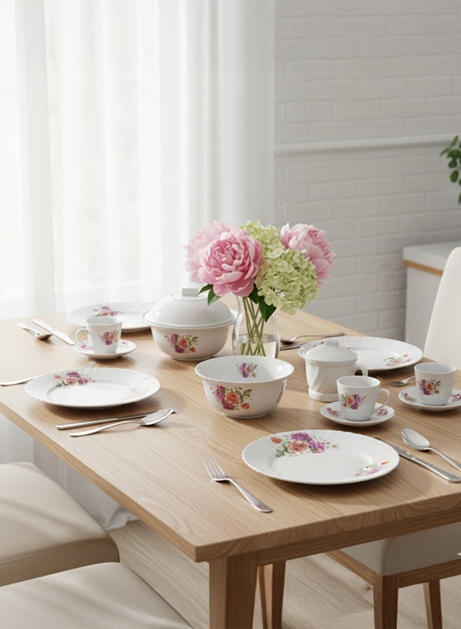 Timmy Premium Opal Dinnerware Set 58 Pieces - Elegant Lightweight Chip-Resistant Opalware Dining Collection, Perfect for Family Meals, Formal Events and Special Occasions, Easy to Clean Set - Image 5