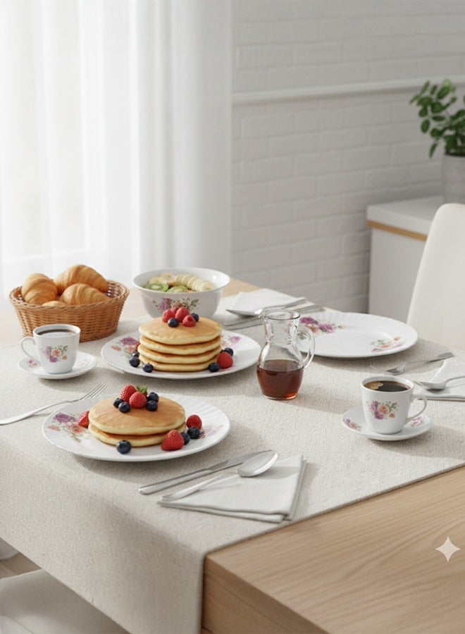 Timmy Premium Opal Dinnerware Set 58 Pieces - Elegant Lightweight Chip-Resistant Opalware Dining Collection, Perfect for Family Meals, Formal Events and Special Occasions, Easy to Clean Set - Image 4