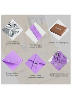 manicure Set Professional Nail Clippers Pedicure Kit, 16 pcs Stainless Steel Nail Care Tools Grooming Kit with Luxurious Travel Leather Case for Thick Nails Men Women Gift (purple) - pzsku/ZAE3746D41FCD537D0CB2Z/45/_/1715008063/2a039e4d-3f82-4959-a480-c66b4576813d