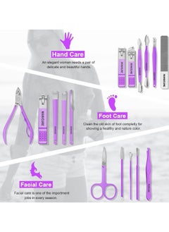 manicure Set Professional Nail Clippers Pedicure Kit, 16 pcs Stainless Steel Nail Care Tools Grooming Kit with Luxurious Travel Leather Case for Thick Nails Men Women Gift (purple) - pzsku/ZAE3746D41FCD537D0CB2Z/45/_/1715008063/6b0e6d55-6bc3-4ee4-bade-480b62f2d2cc