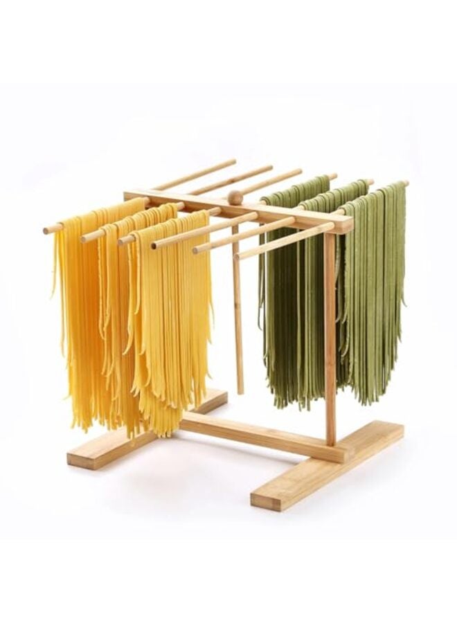 Bamboo Pasta Drying Rack with 8 Bars and Transfer Wand, Easy to Transfer for Drying Pasta and Cooking, Special Suspension Design for Large Storage, Gift for House Warming - Image 3