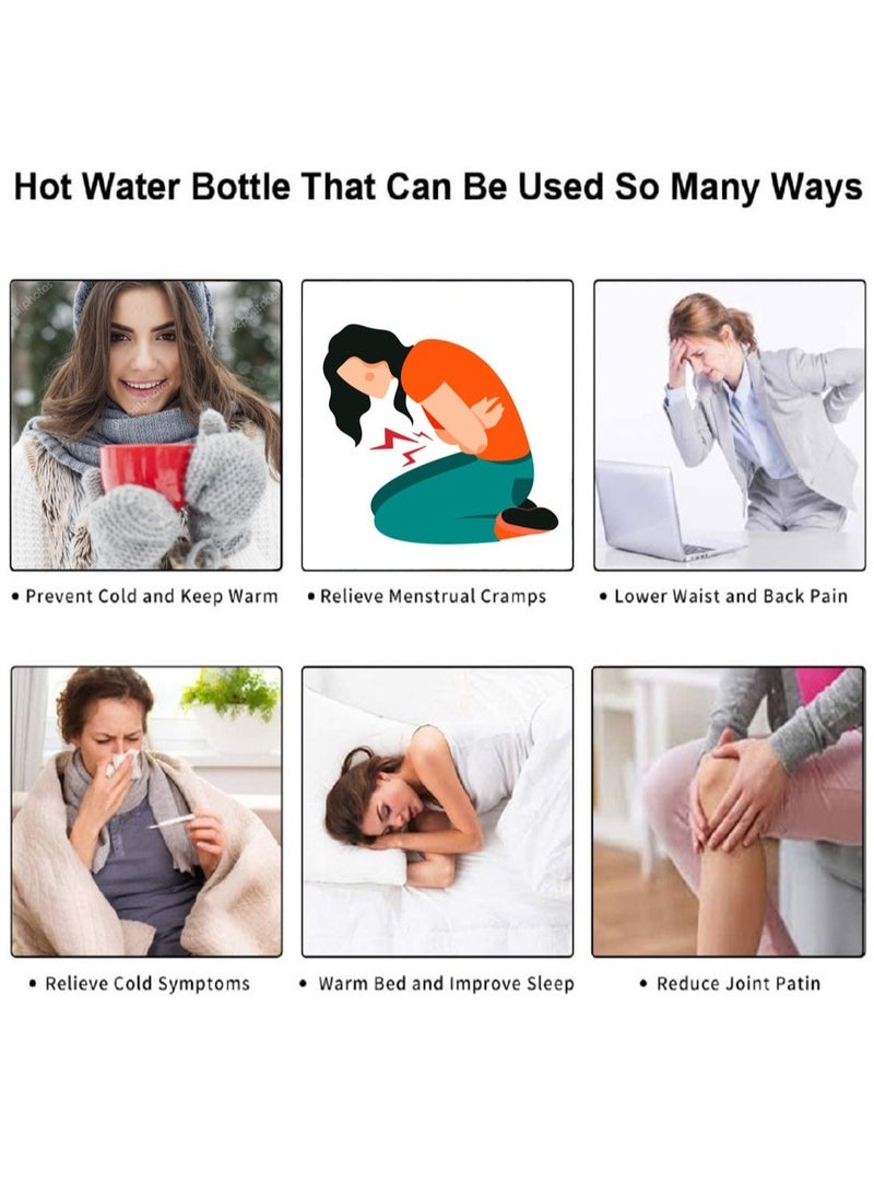برايم بي جافاودان حزام كيس الماء الساخن الكهربائي لتخفيف آلام الجسم، وسادة تدفئة قابلة لإعادة الشحن مع غطاء من الصوف لتخفيف آلام الجسم، وتدفئة اليدين، وتخفيف آلام التهاب المفاصل، وتشنجات الدورة الشهرية، والعلاج الساخن والبارد - Image 3