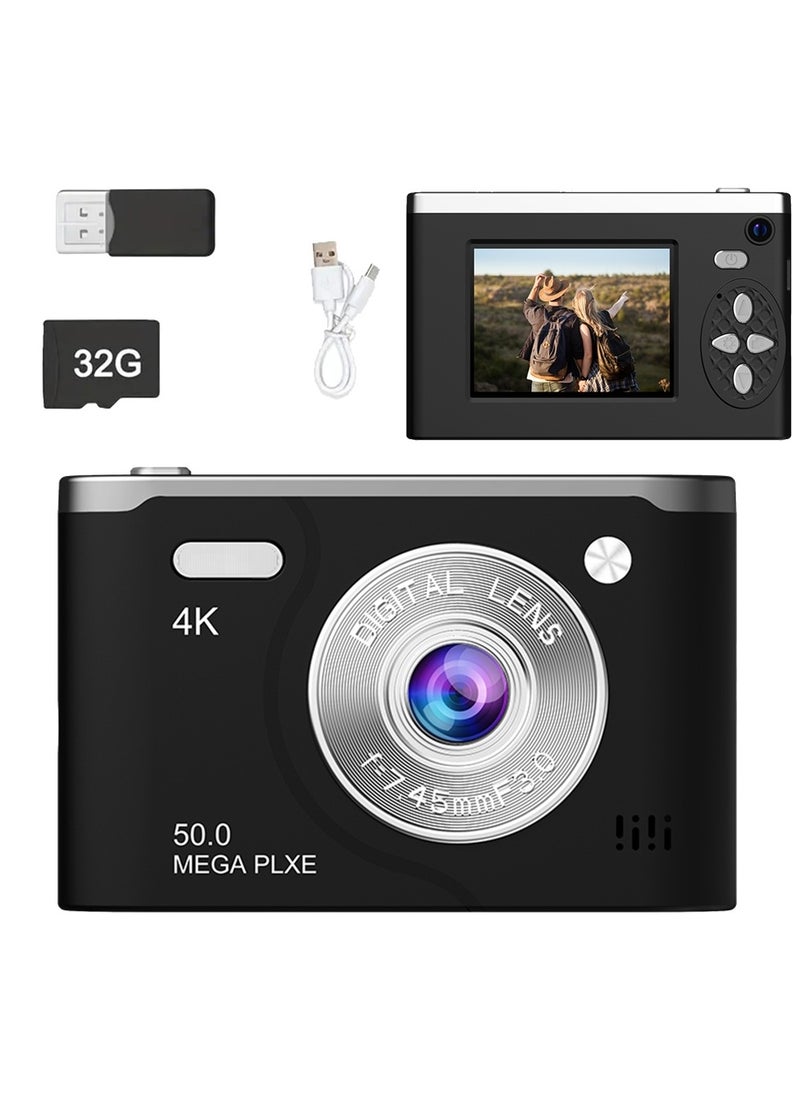 Digital Camera, 4K Digital Camera with 32GB SD Card, 64MP Point-and-Shoot Digital Camera for Photography, Vlogging Camera for Video Camera, Compact Camera with 18x Zoom, Travel Camera  - Image 1