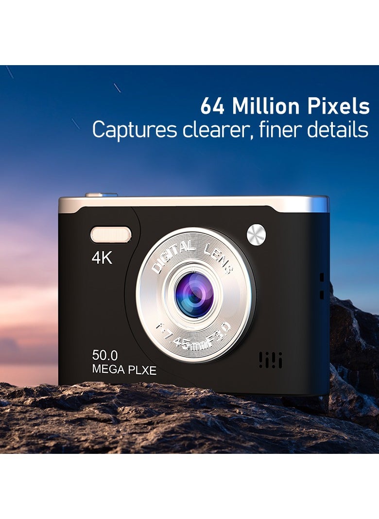 Digital Camera, 4K Digital Camera with 32GB SD Card, 64MP Point-and-Shoot Digital Camera for Photography, Vlogging Camera for Video Camera, Compact Camera with 18x Zoom, Travel Camera  - Image 2