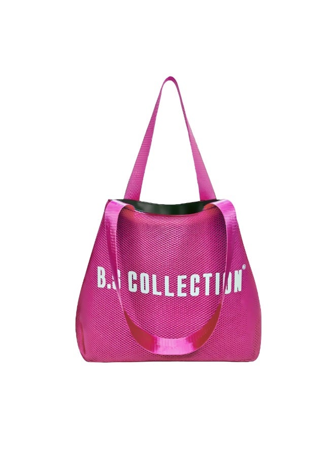 B.S COLLECTION Tote Bag for Women in Double-Face Leather and Fabric Lightweight, Elegant & Practical for Work and University - Pink - Image 3