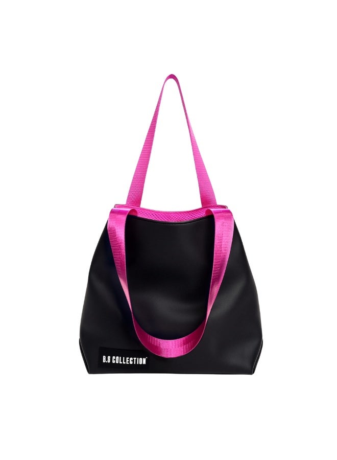 B.S COLLECTION Tote Bag for Women in Double-Face Leather and Fabric Lightweight, Elegant & Practical for Work and University - Pink - Image 4