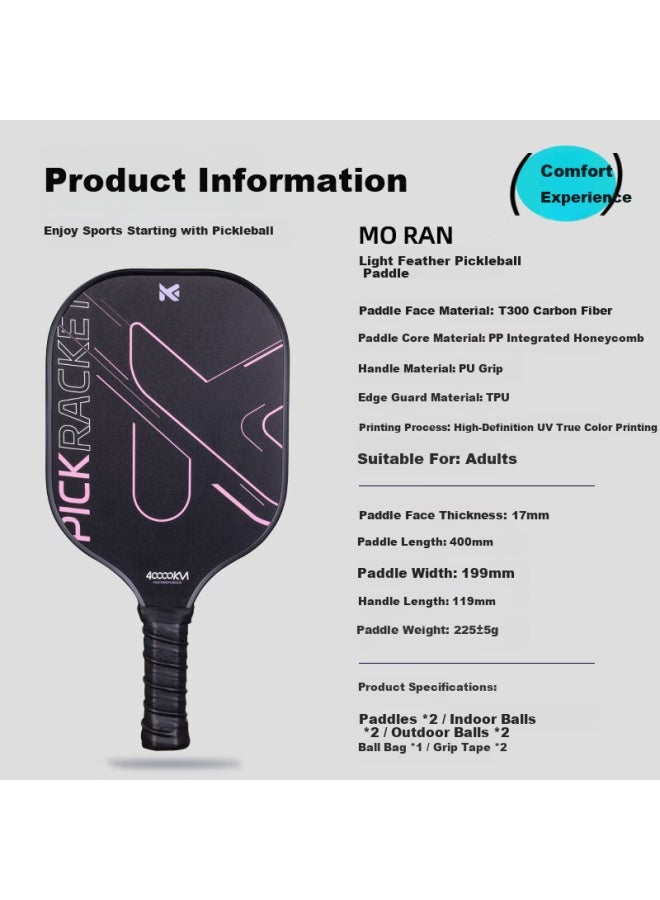 40,000 Km Pickleball Paddle Set T300 Carbon Fiber Dual Paddle Tournament-grade Professional Durable Pp Honeycomb Core Lightweight Featherweight - Image 1
