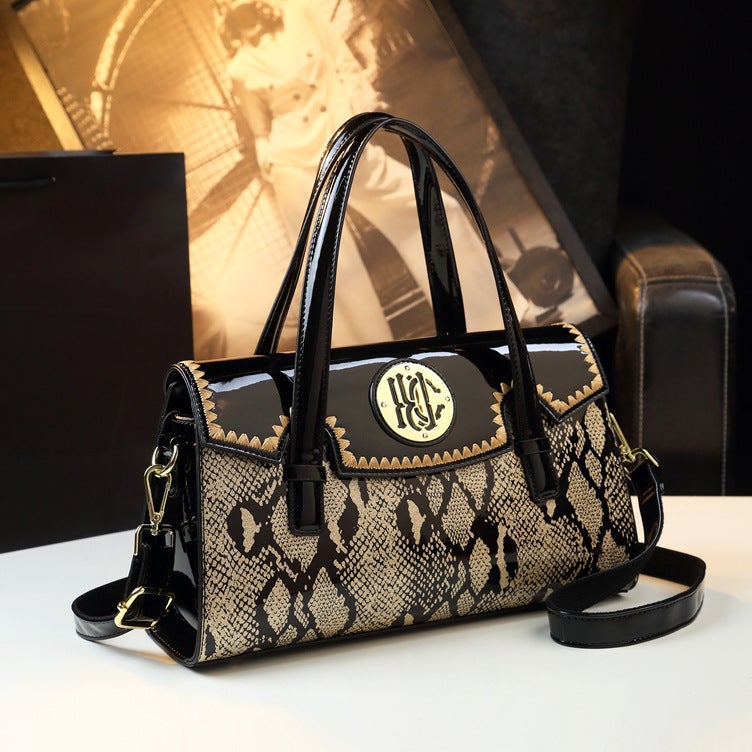 Large Capacity Genuine Leather Women'S Bag Boston Pillow Bag 2023 New All-Match Explosive Middle-Aged Mother Hand Shoulder Bag - Image 1